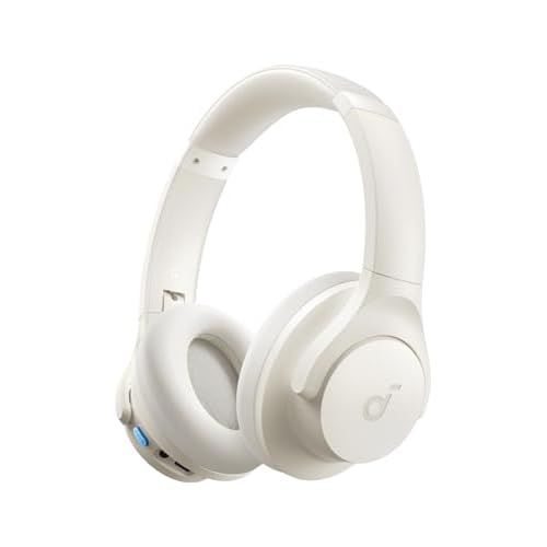 Soundcore Q11i Wireless Over-Ear Bluetooth Headphones by Anker, Deep Bass, 60H Playtime, Hi-Res Audio, Detachable Ear Cushions, Multipoint Connection Cream White
