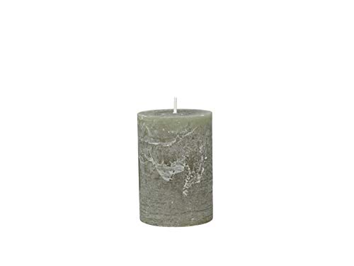 Chic Antique macon Rustic Pillar Candle varios colores y tamaños vela antigua NUEVA velas de altar 100% parafina Largo tiempo de combustión (Oliva, 10x7cm)
