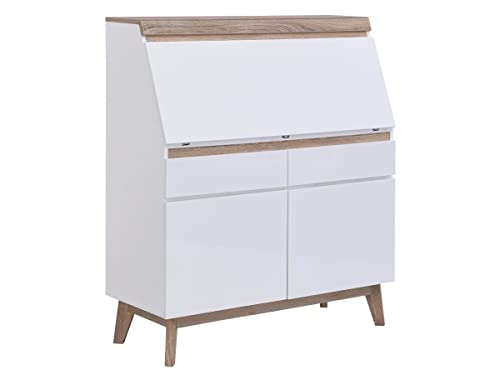 Vente-unique - Secrétaire avec 2 Portes et 2 tiroirs - MDF - Blanc et Naturel - RILESA