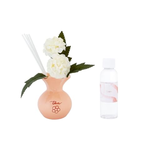 100 ml - 5,9 x 5,9 x 10,9 cm THUN Confezione regalo mini diffusore con fiori, pesca, stoneware, Collezione Bomboniera, 100 ml, 5,9 x 5,9 x 10,9 cm