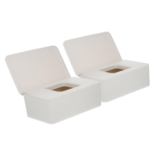 HEALLILY 2Pcs Refillable Wipes Dispenser Portable Wipe Holder for Bathroom Dustproof Tissue Box with Cover Convenient Storage for Home Color