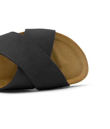 Sandgrens Handmade Unisex Cork Slides | European Top Grain Leather Sandals with Soft Suede Footbed and EVA Rubber Sole | Soria3