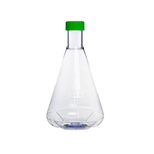 2000ml Plastic Erlenmeyer Flask, 6Pcs Sterile Polycarbonate (PC) Conical Flask with Sealed Cap for Lab Experiment Chemistry Science, Graduated, Individual Package, Baffled Bottom