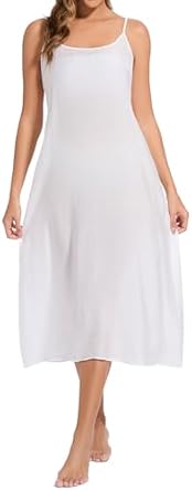Womens Cotton Silk Long Slip Dress Camisoles Full Slips For Under Dress Nightgowns Camis Dress Petticoat