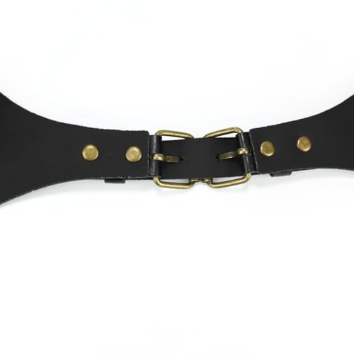 BaronHong PU Leather Renaissance Suspenders,Vintage Men's Back Support Harness,Metal Hooks for Men,Steampunk,Handmade