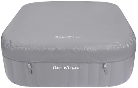 4-6 Person Inflatable Hot Tub Square Portable Outdoor Spa with Control Panel, 130 Soothing Bubble Jets, Seat, Insulated Cover, Cartridge