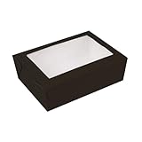 Garcia de Pou 50 Stück - Boxen mit Fenster ’Thepack’ 1000 ml 230 g/m2 + Opp 12 x 17 x 5,5 cm, Schwarz, Nano-Mikro Wellpappe
