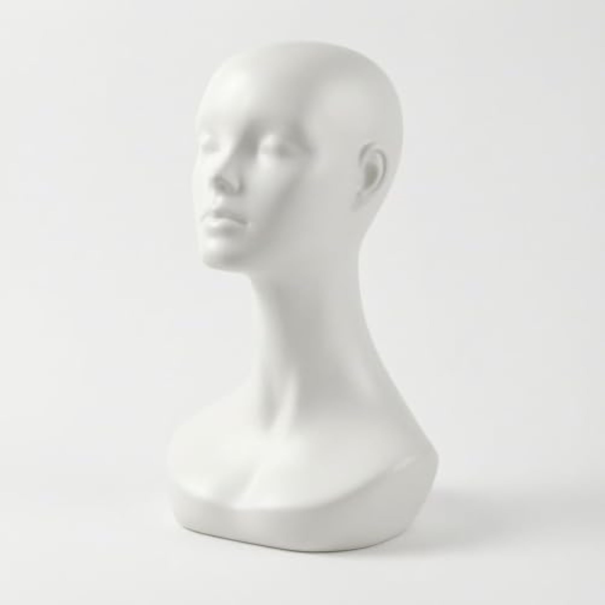 Featureless Female Mannequin Head Bust, White