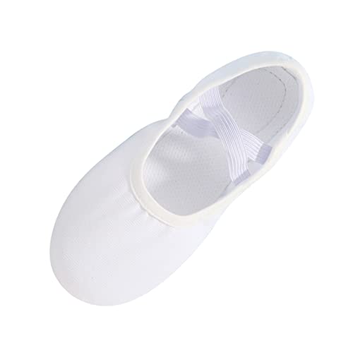 Ballet Shoes for Girls Canvas Dance Slippers Split Soft Flat Sole Yoga Gymnastics Shoes(Toddler/Little/Big Kid) (White, 3.5 Big Kids)