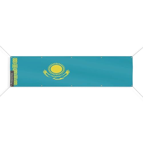 Drapeau du Kazakhstan XL aux finitions soignées et 10 oeillets de fixation
