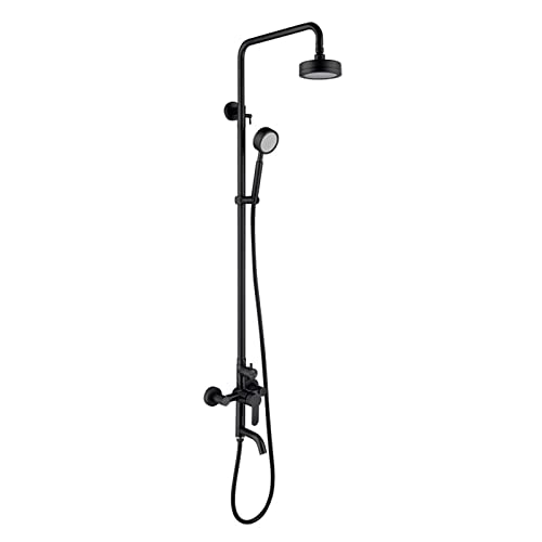 ZYCHSJXA Conjunto de grifería para Ducha, Acero Inoxidable Negro, bañera con Elevador Ajustable, Montaje en Pared, Agua Caliente y fría.