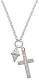 Delight Jewelry Silvertone 2-D Vanilla Ice Cream Cone with Sprinkles - Everlasting Love Engraved Cross Zoey Necklace, 28'