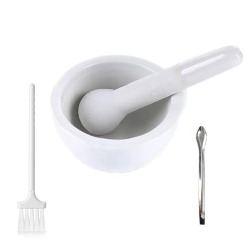 8,1 cm Keramik-Mörser und Stößel-Set, kleiner Pillenzerkleinerer, Porzellan-Mahlschalen, Gewürzmühlen-Set, Keramik-Mahlschüssel-Set, inklusive Bürste und Edelstahl-Löffel 8,1 cm Keramik-Mörser und Stößel-Set, kleiner Pillenzerkleinerer, Porzellan-Mahlschalen, Gewürzmühlen-Set, Keramik-Mahlschüssel-Set, inklusive Bürste und Edelstahl-Löffel