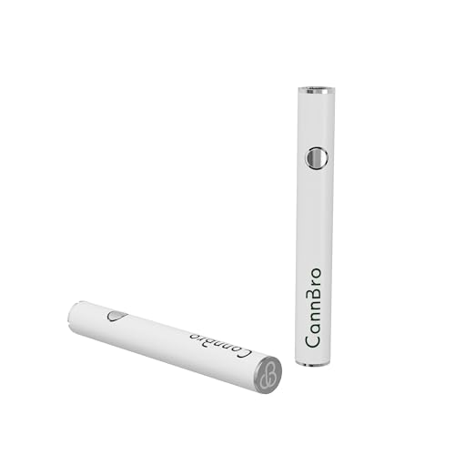 CannBro 510 USB Vape Button Battery – 350mAh, Precalentamiento, 3 Niveles de Voltaje, Compatible con Cartuchos, Ideal para Aceite de CBD, Aceite de cáñamo y e-líquidos. (Blanco)