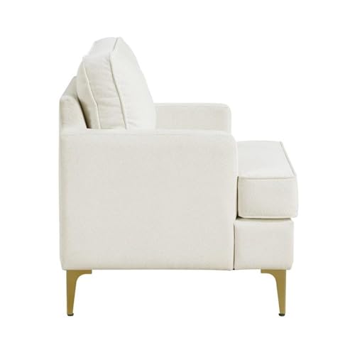 Sillón Chenille Beige con Patas Doradas miniatura 6