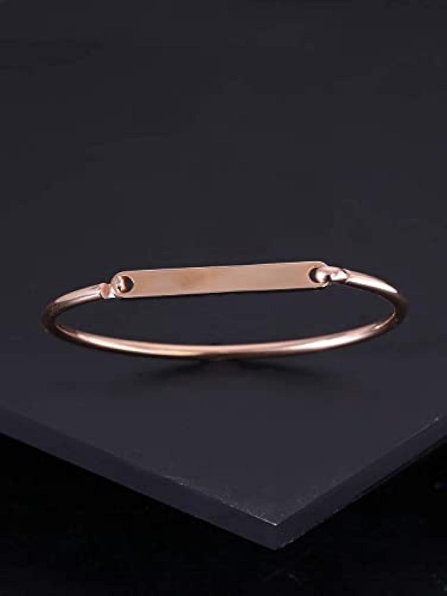 Women's Stainless Steel Rose Plated Bangle Style Kada Bracelet