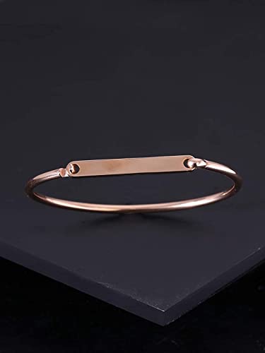 Women's Stainless Steel Rose Plated Bangle Style Kada Bracelet