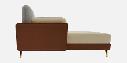 Image of Polyester Velvet Contemperory Sofa Set with Cushion Chaise Lounge, Sectional Sofa Perfect for Your Living Room,Guests Room & Office. (Brown & Beige, RHS 4 Seater)