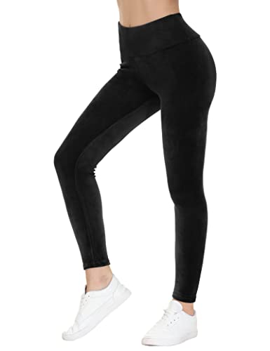 COZZIPLUS Women Velour Legging- High Waisted Buttery Soft Velvet Stretchy Legging