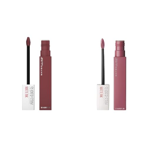 MAYBELLINE Super Stay Matte Ink Liquid Lipstick Makeup Long Lasting High Impact Color Up to 16H Wear Mover Brown and Lover Mauve Neutral