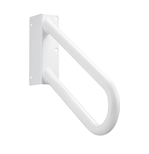 Hold Tight Handrails Steel Jamb-Mount Handrail - Heavy Duty Stair Railing for Decks, Porch, Mobile Homes, Short Stairway - Weatherproof & Non-Slip Powder Coated Finish - [Right Handed], [18"], [White]