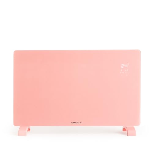 CREATE/WARM CRYSTAL 2000W / Convecteur électrique en verre Rose/Avec WiFi, puissance réglable,...