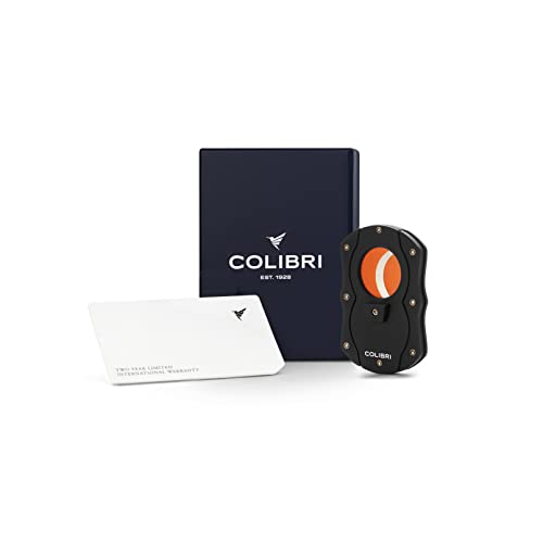 Colibri Cut Cutter - Double Guillotine Style With Stainless Steel Blades & Spring-Loaded Release - For Up To 62 Ring Gauge - Ergonomic Design & Gift Box Included - Black & Orange #TOP4