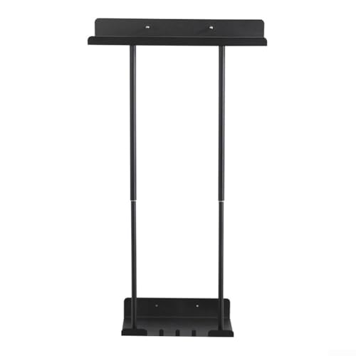 Zilimontt Porte-serviettes mural en acier au carbone réglable en hauteur avec étagère et crochets pour l'organisation de la salle de bain, extensible de 38 cm à 75 cm (noir)