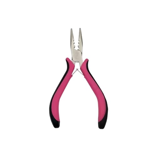 POMELUNE 3-Hole Hair Extensions Plier,Mini Professional Design Disassembly Tool for Professional Hair Styling, Black and Pink