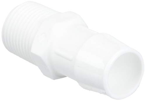 Eldon James A8-12WP White Polypropylene Adapter Fitting, 1/2-14 NPT to 3/4