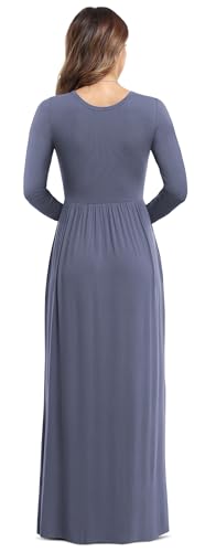Image of VIISHOW Women's Long Sleeve Loose Plain Maxi Dresses Casual Long Dresses with Pockets