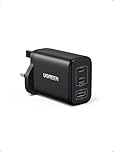 UGREEN USB C Charger 65W GaN Fast Charger 3-Port PD Charger UK Plug Compact Travel Adapter Compatible with MacBook Pro/Air, iPad Pro/Air, iPhone 17 Pro/Air/17/16, Galaxy S25/S24, Pixel, etc (Black)