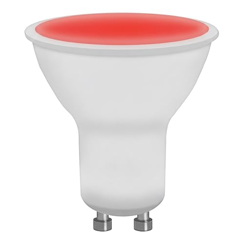 Planetitaly Bombilla LED GU10 6 W luz roja, foco colorido SMD de alta difusión, 230 V, haz luminoso 110°, cobertura opaca, diámetro de 50 mm, ideal para atmósfera y decoración de interiores (rojo)
