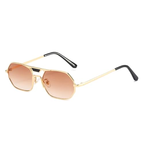 Lunettes de soleil en métal de haute qualité au design polygonal chic