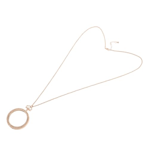 Collar lupa de lectura redondo en aleación de zinc dorado y vidrio para fatiga ocular 2