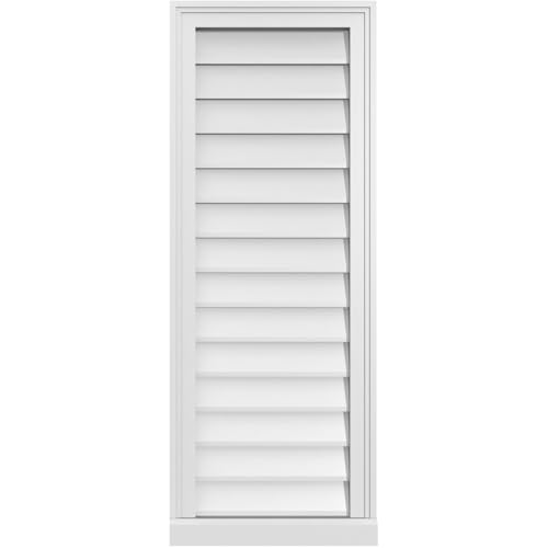 16"W x 42"H Vertical Surface Mount PVC Gable Vent: Non-Functional, w/ 2"W x 2"H Brickmould Sill Frame