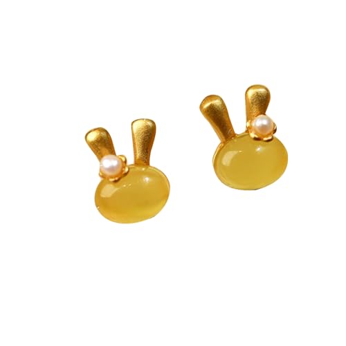 Boucles d'oreilles en Argent S925 et Jade Jaune véritable pour femme