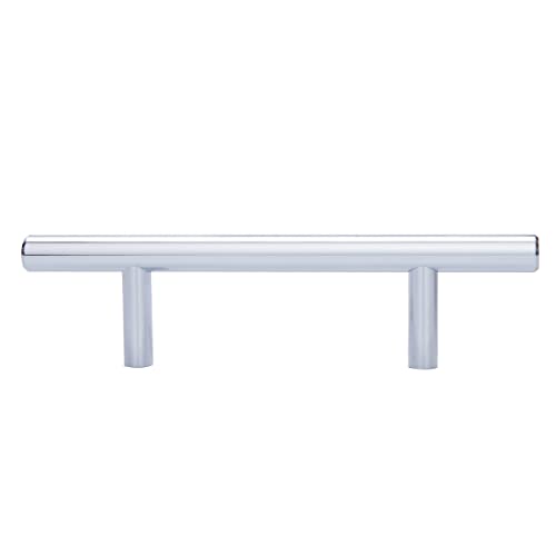 Image of South Main Hardware Euro Bar Cabinet Drawer Pull Handle (3 /8 inch Diameter), 5.88 inch Length (3.5 inch Hole Center), Polished Chrome, Mounting Hardware Included, 10-Pack