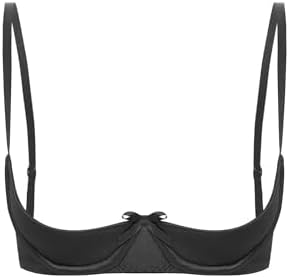 Mufeng Women's Satin Underwired Shelf Bra Lingerie Demi Cup Push Up Balconette Bra Underwear