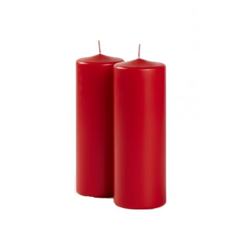 Cereria Di Giorgio - 2 Candele Cero - Diametro 7 cm Altezza 20 cm - Colore Rosso - Durata 110 ore - Non profumate
