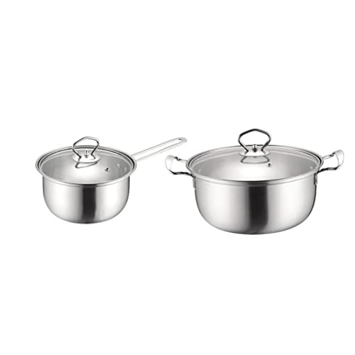 Juego de 2 ollas Juego de 4 Piezas Olla de Acero Inoxidable Juego de sartenes Olla a presión Olla de Cocina Olla de Sopa de Leche Olla de Vapor Utensilios de Cocina (Color : A, Size