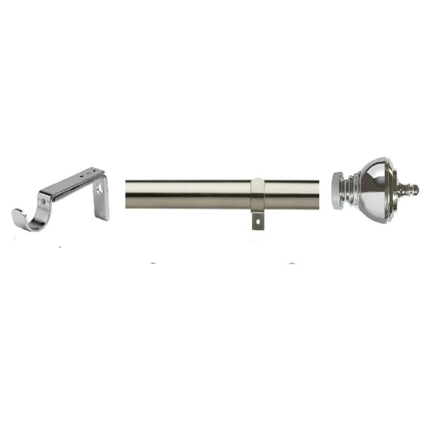 35mm Diameter Metal Eyelet Curtain Pole Rod Set with Designer Adjustable Brackets & Vienna End Finials (Chrome, 500cm)