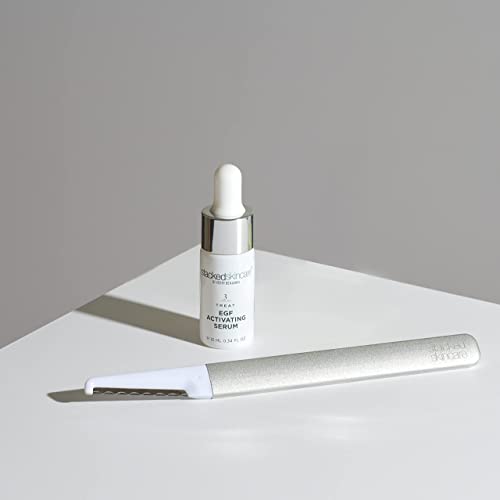 StackedSkincare | Mini Dark Spot Corrector Stack | Dermaplaning Face Exfoliating Tool & Activating EGF Serum (.34 fl oz)