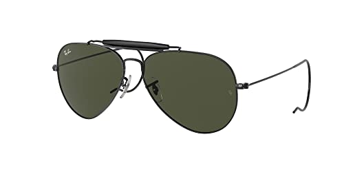 Ray-Ban RB3030 Sunglasses Bundle: RB 3030 OUTDOORSMAN I L9500 Outdoorsman I Black G-15 Gree and Universal Anti-slip Silicone Leash