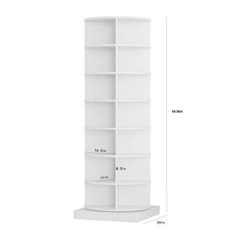 Image of HKLYRHIMO Rotating Storage Rack-American Design White-7-Tier Spinning Storage Rack,Free Standing 360 Revolving Shoe Organizer-for Bedroom,Livingroom,Hallway. (White,7-Tier with Base)