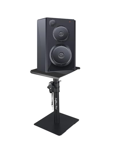 Image of Softline Pro Desktop Studio Monitor Speaker Stand Square Base Tabletop Stand Anti-Vibration Foam Pads Fits 4 inch-8 inch Speakers Heavy Duty 15 Kg Load Capacity - SP 902 T (Single)
