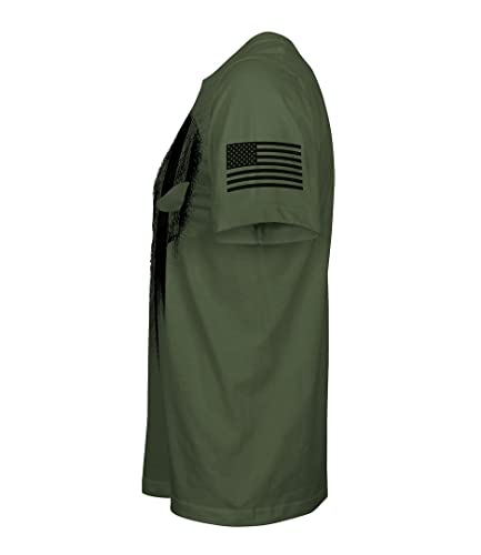 Fantastic Tees Usa American Skull Patriotic Shirts For Men T-Shirt (Military Green, L) #TOP2