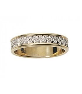 Alliance Mariage 2 Ors bague anneau bicolore 9 carats Adina 60