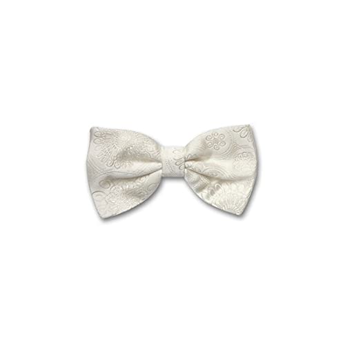 Noeud papillon noué soie Robert Charles Astoria beige ivoire motifs jacquard haut de gamme