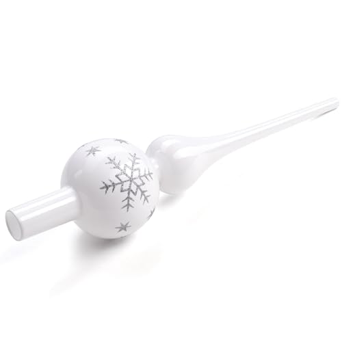 Weihnachtsbaumspitze aus Glas, Christbaumspitze Weiß, 26cm Baumspitze...